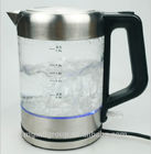 1.5L Blue LED lighting Clear Glass Electric Glass Tea Kettle Stainless Steel with One Touch Button